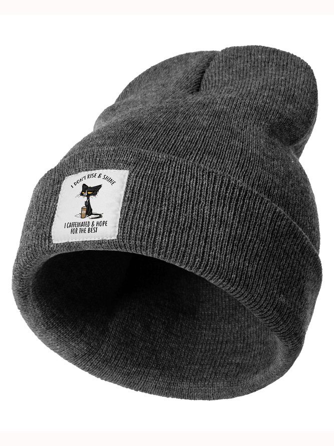 I Don't Rise Shine I Caffeinnated Hope For The Best Animal Graphic Beanie Hat