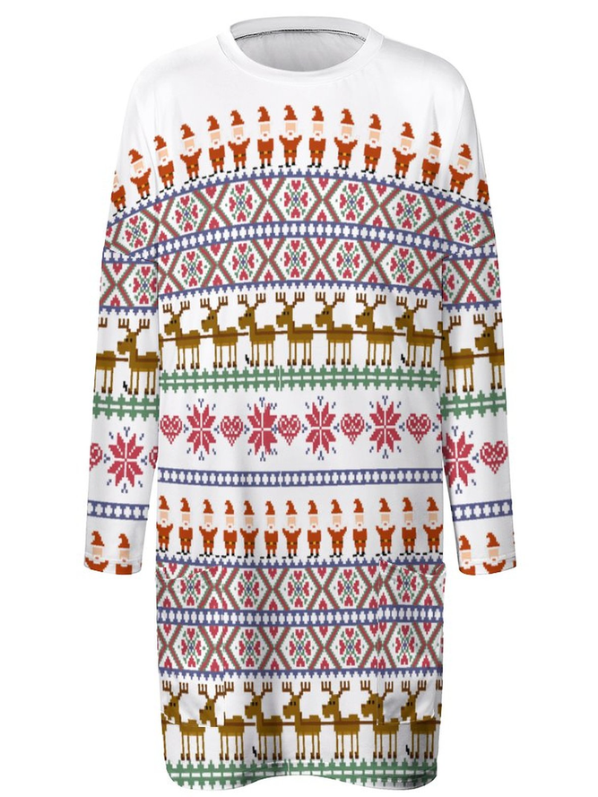 Lilicloth x Iqs Christmas Pattern Women's Casual T-shirt Dresses