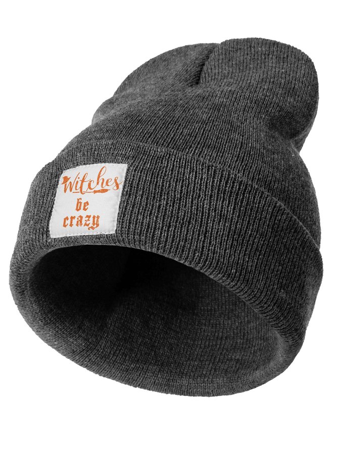 Witches Be Crazy Brooms Halloween Letters Beanie Hat