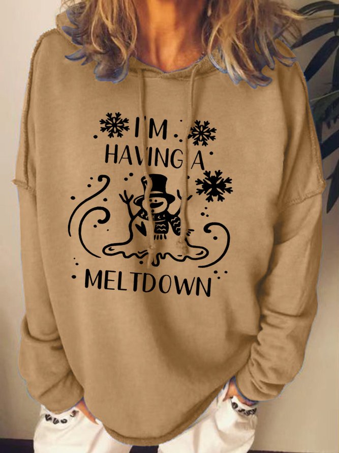 Women's I'm Having A Meltdown Funny Snowman Hoodie Casual Sweatshirts