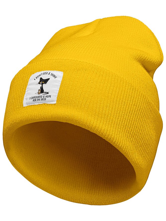 I Don't Rise Shine I Caffeinnated Hope For The Best Animal Graphic Beanie Hat