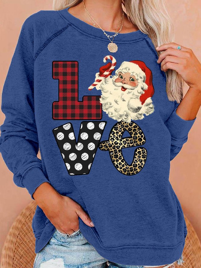 Santa Love Christmas Print Sweatshirts