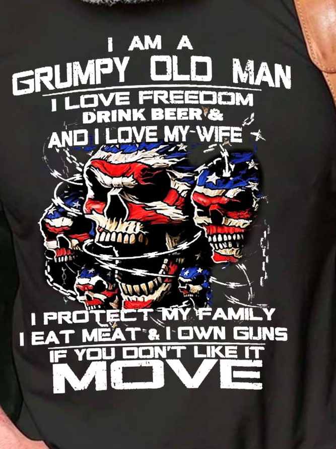 Men A Grumpy Old Man Love Freeoom Drink Beer And Wife Casual Fit T-Shirt