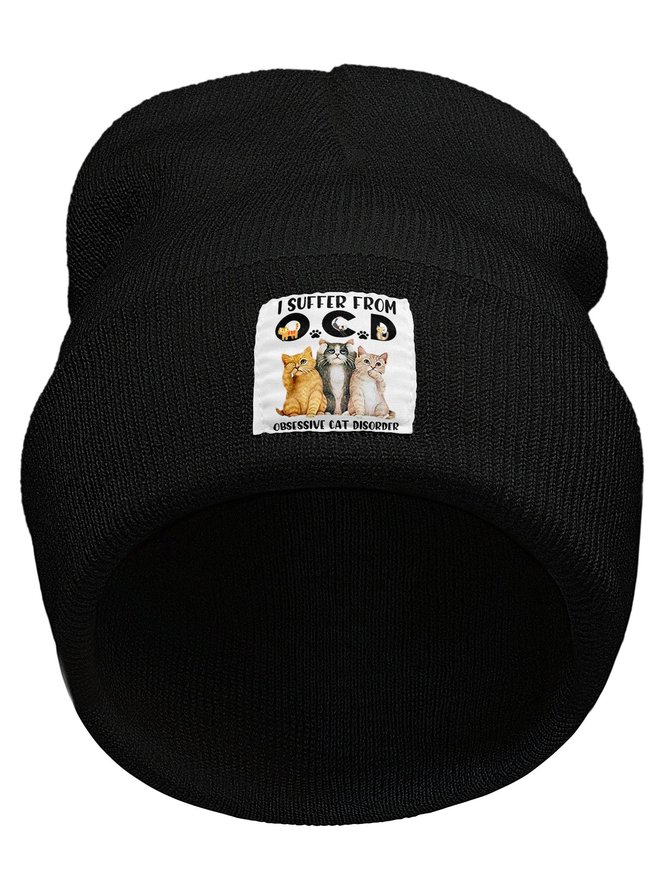 I Suffer From Ocd Obsessive Cat Disorder Funny Animal Graphic Beanie Hat