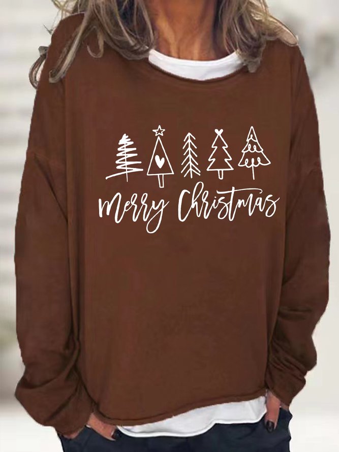 Women's Christmas Tree Crew Neck Loose Sweatshirts