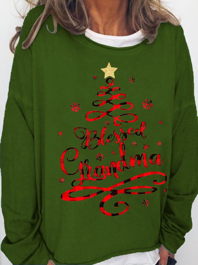 Womens Bless Grandma Christmas Casual Sweatshirts