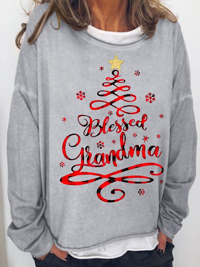Womens Bless Grandma Christmas Casual Sweatshirts