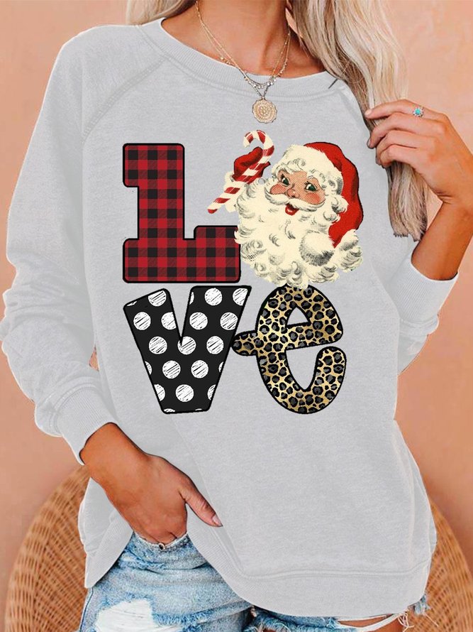 Santa Love Christmas Print Sweatshirts