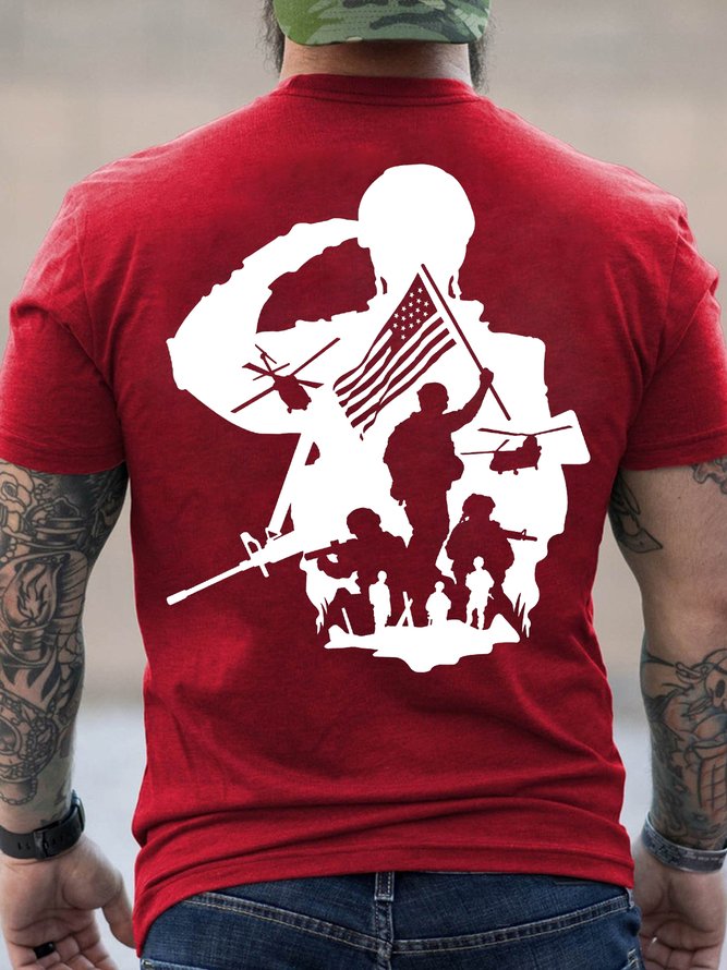 Men Funny Veteran's Day Cotton Loose T-Shirt