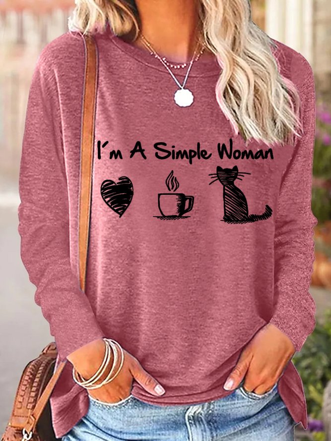 I'm A Simple Woman Love Coffee And Cat Women's Long Sleeve T-Shirt