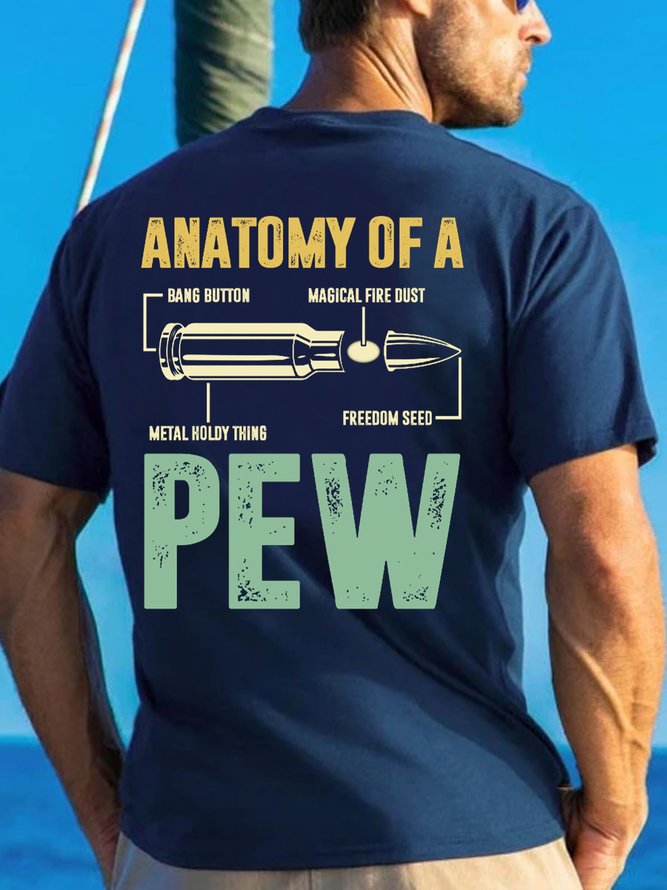 Men's Anatomy Of A Pew Funny Text Letters Cotton T-Shirt