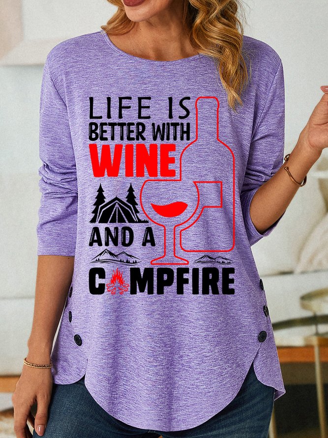 Lilicloth X Abu Life Is Better With Wine And A Campfire Women's Long Sleeve T-Shirt