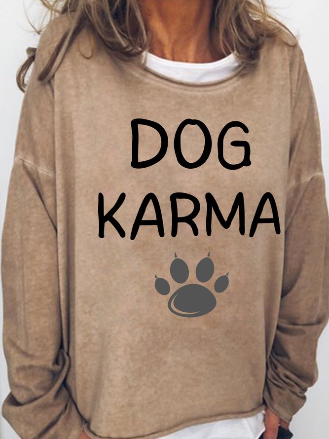 Lilicloth X Y Dog Karma With Paw Women's Simple Crew Neck Sweatshirts