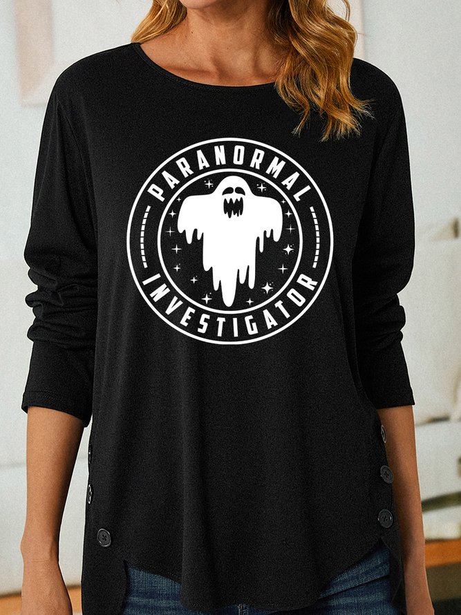 Lilicloth X Abu Paranormal Investigator With Ghost Women's Long Sleeve T-Shirt
