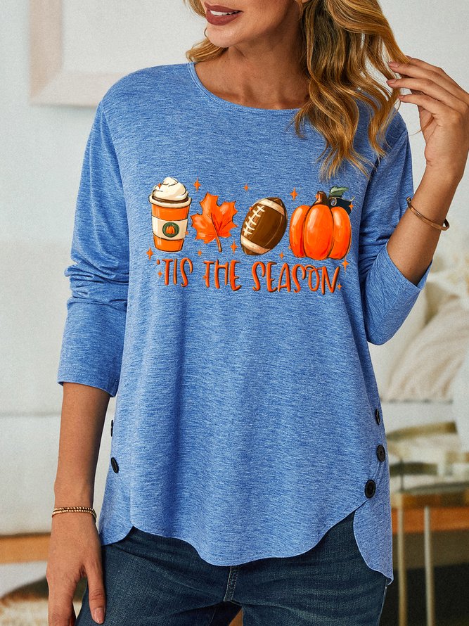 Women Funny It's The Season Pumpkin Halloween Loose Long sleeve Tops