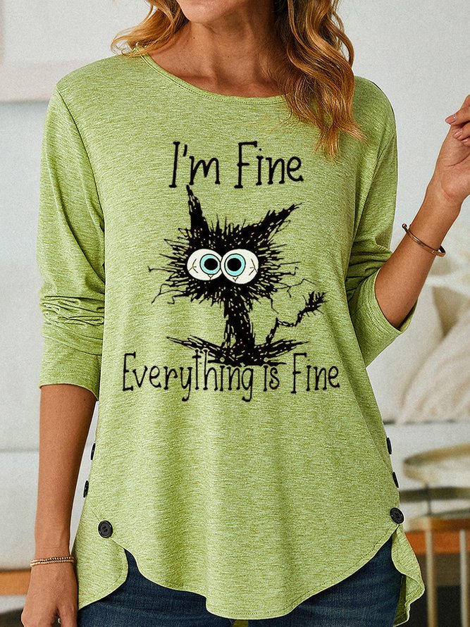 Women's I'm Fine Everything Is Fine Long Sleeve Top