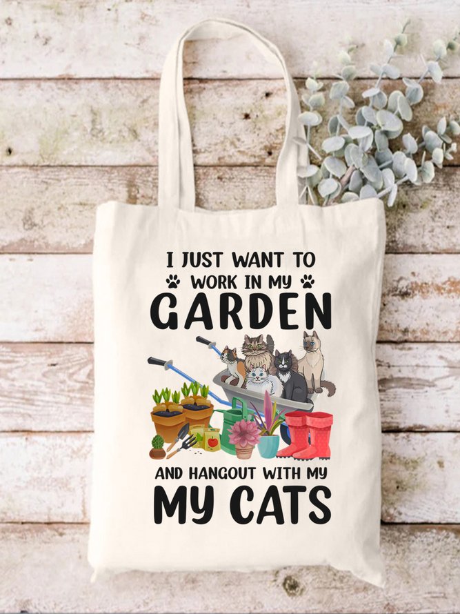 I Just Want To Work In My Garden And Hangout With My Cats Animal Graphic Shopping Totes