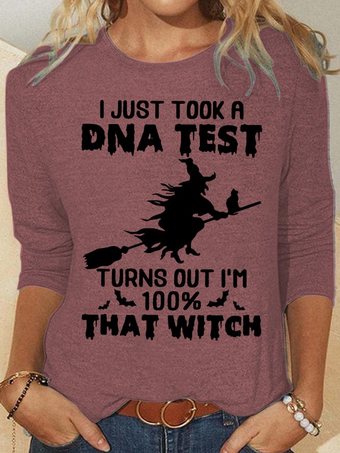 Womens Halloween Witch I Just Took A DNA Test Casual Tops