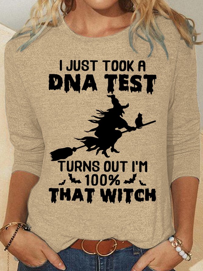 Womens Halloween Witch I Just Took A DNA Test Casual Tops