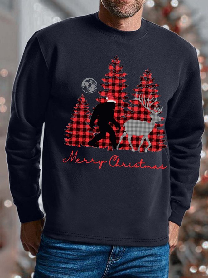 Men Merry Christmas Trees Orangutan Moose Sweatshirt