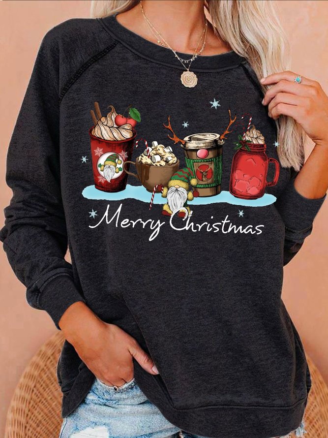Womens  Merry Christmas Casual Letters Sweatshirts