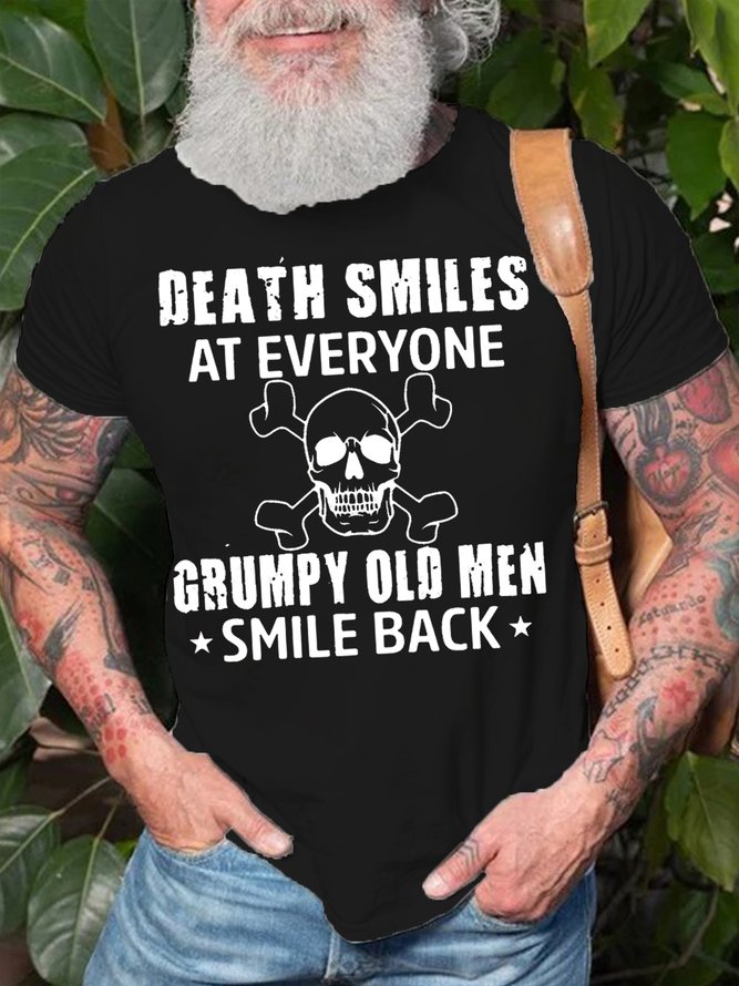 Mens Funny Death Smiles At Everyone Cotton T-Shirt