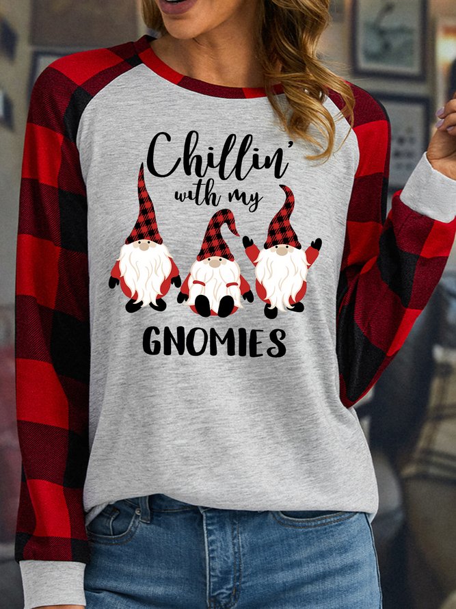 Women's Merry Christmas Chillin With My Gnomies Crew Neck Tops