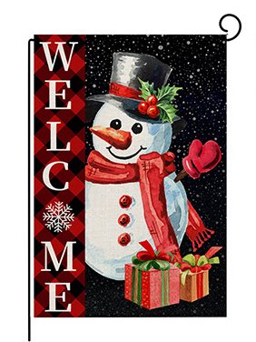 Christmas Garden Flag Red Christmas Elf Faceless Old Man Snowman Print Holiday Party Props