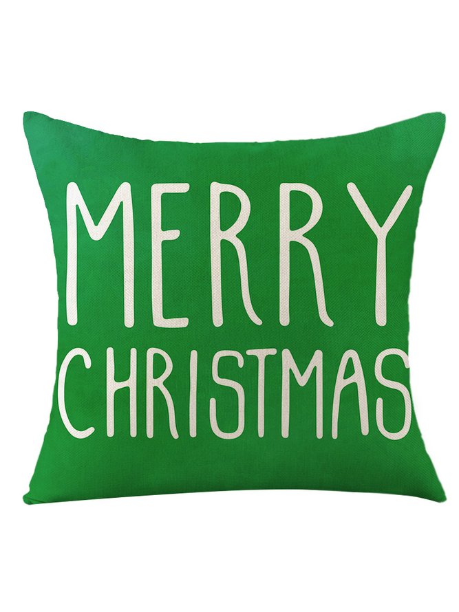 18*18 Christmas Pillowcase Red Green Christmas Elf Faceless Old Man Alphabet Print Holiday Party Cushion Cover