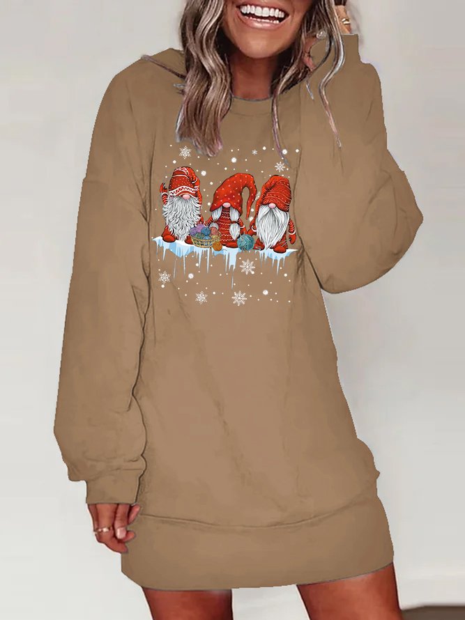 Women Christmas Gnomes Loose Sweatshirt Dress