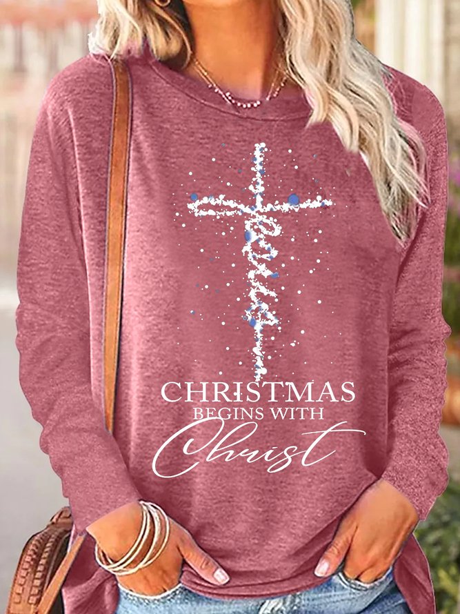 Women's Jesus Christmas Casual Long Sleeve Top