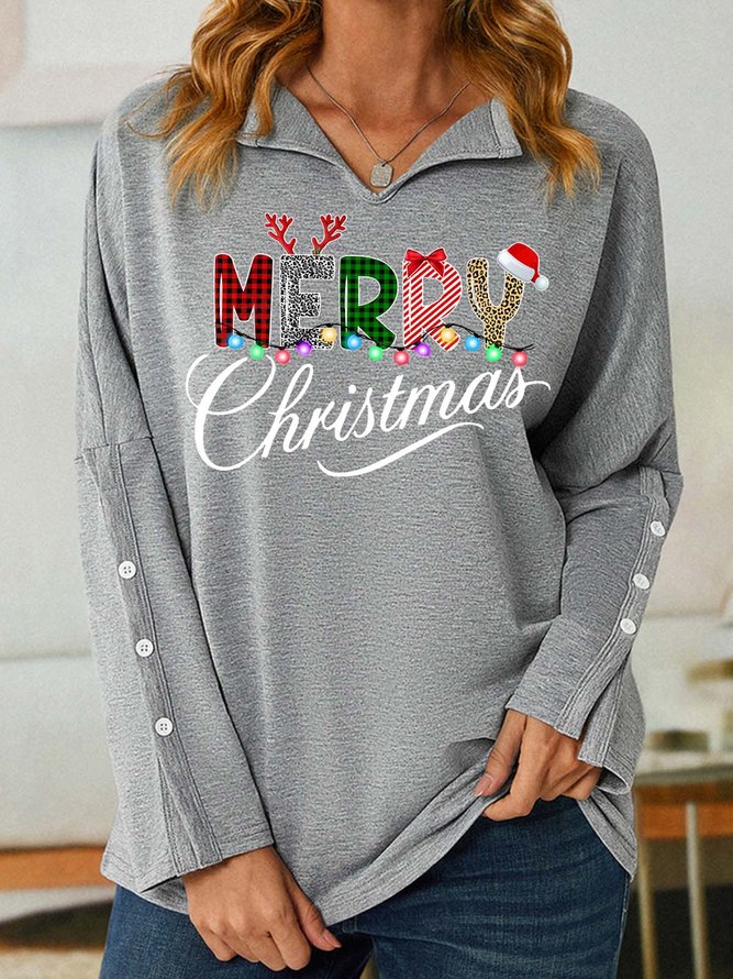 Women Merry Christmas Hat Moose Regular Fit Sweatshirt