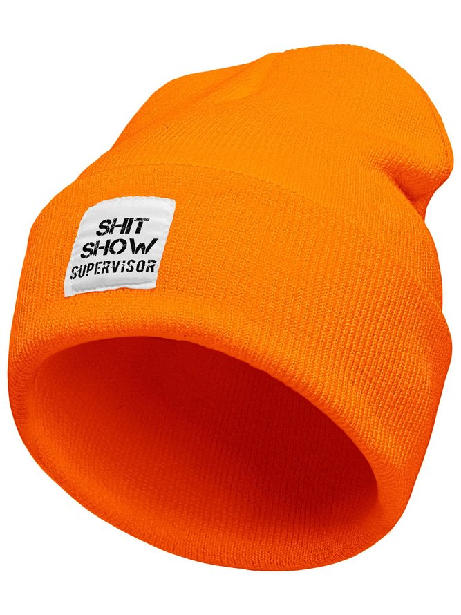 Shit Show Supervisor Funny Text Letter Beanie Hat