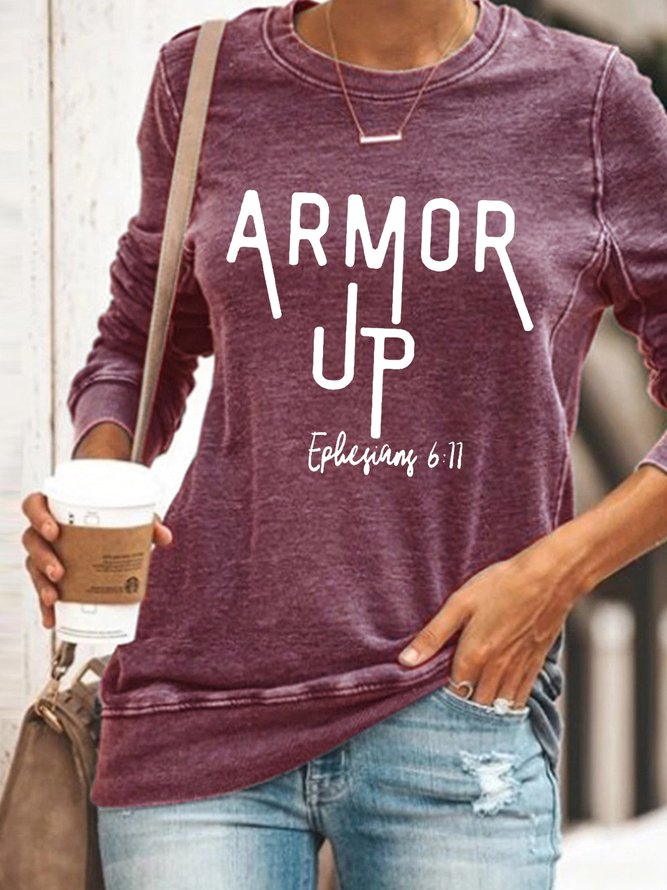 Women Armor Up Ephesians 6:11 Regular Fit Simple Sweatshirt