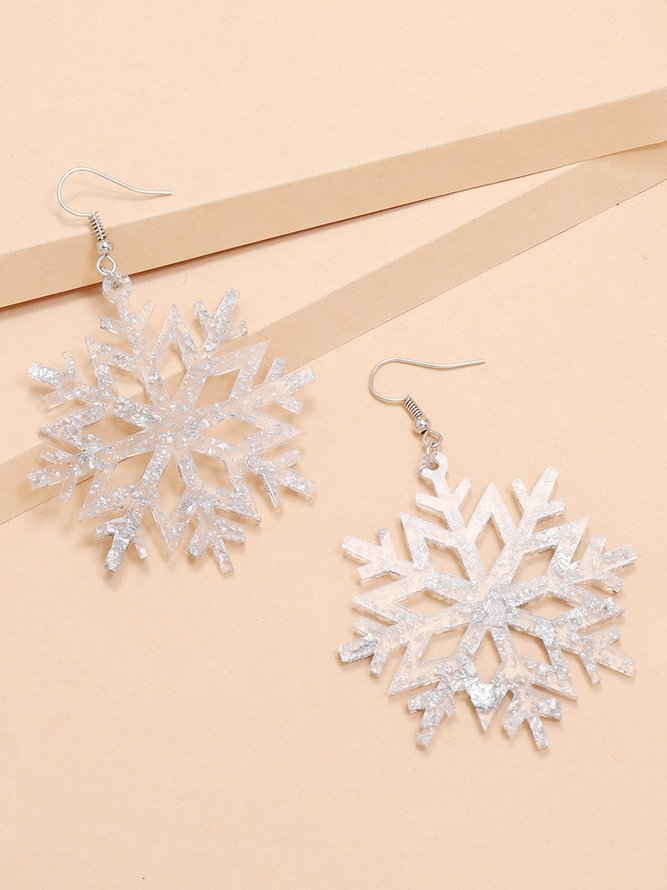 Christmas Clear Snowflake Acrylic Earrings Snowflake Pattern Earrings