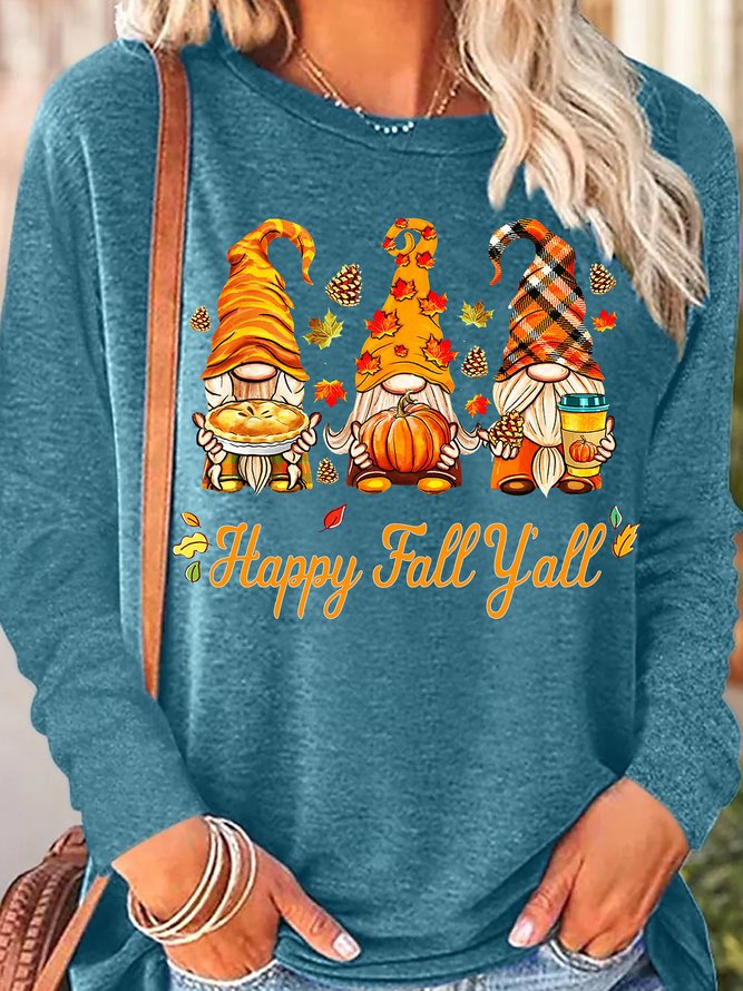 Womens It's Fall Yall Gnomes Letters Top