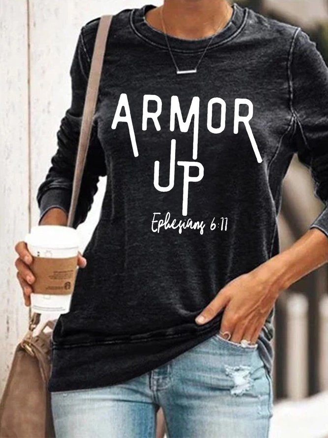 Women Armor Up Ephesians 6:11 Regular Fit Simple Sweatshirt