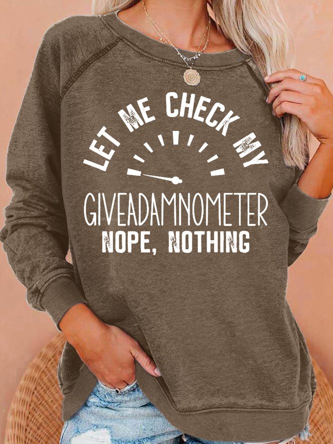 Womens Funny Letters Giveadamnometer Casual Sweatshirt