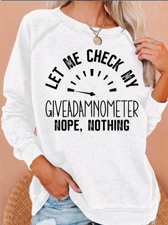 Womens Funny Letters Giveadamnometer Casual Sweatshirt