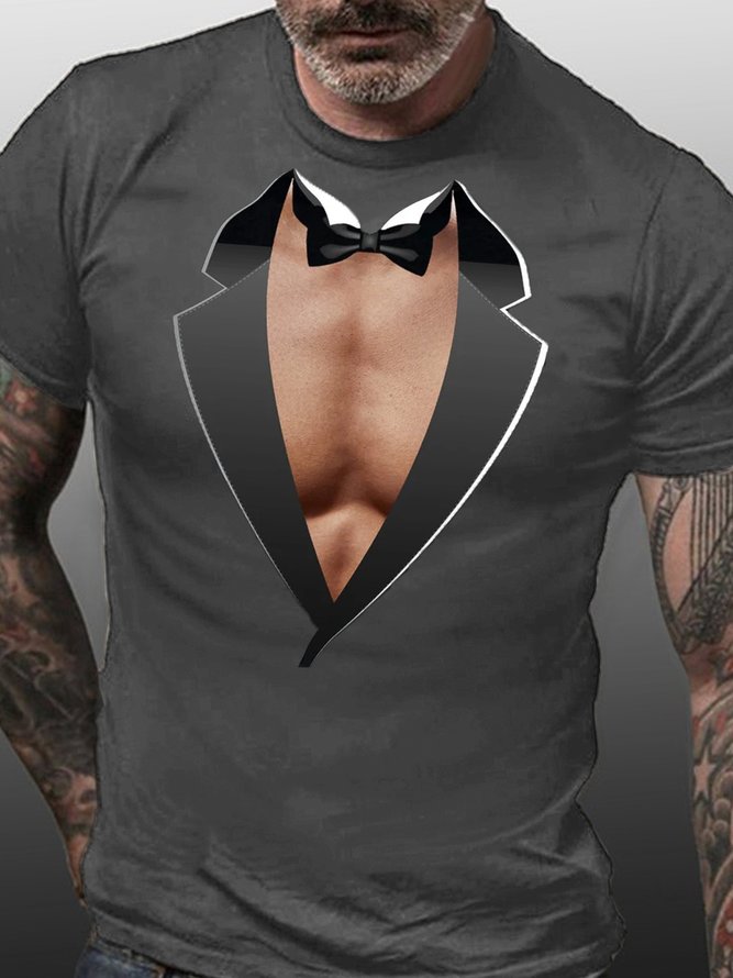 Mens Funny Party Holiday Tuxedo Muscles T-Shirt
