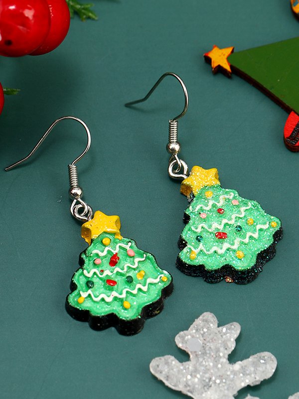 Christmas Snowman Christmas Tree Santa Pattern Earrings Holiday Party Clothes Decoration Jewelry