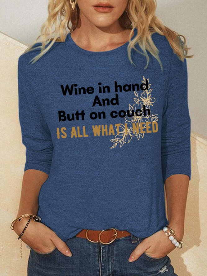 Lilicloth X Vithya Wine In Hand And Butt On Couch Is All What I Need Women's Long Sleeve T-Shirt