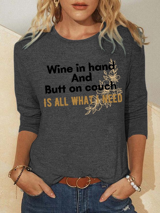 Lilicloth X Vithya Wine In Hand And Butt On Couch Is All What I Need Women's Long Sleeve T-Shirt