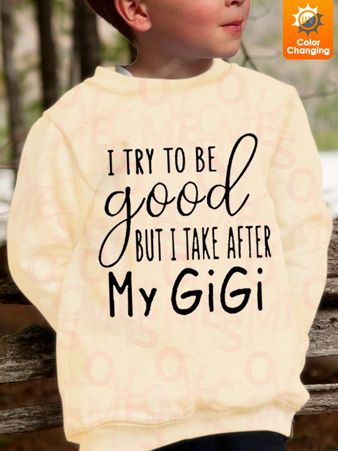 Women I Try To Be Good But I Take After My Gigi Crew Neck Parents & Children Matching UV Color Changing Sweatshirt