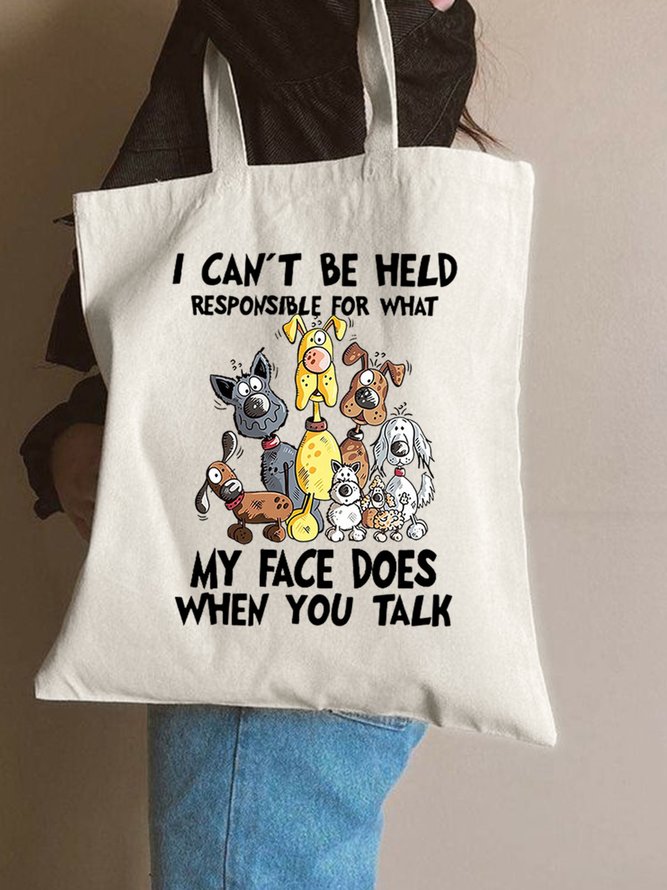 I Can't Be Held For What My Face Does When You Talk Animal Graphic Shopping Tote