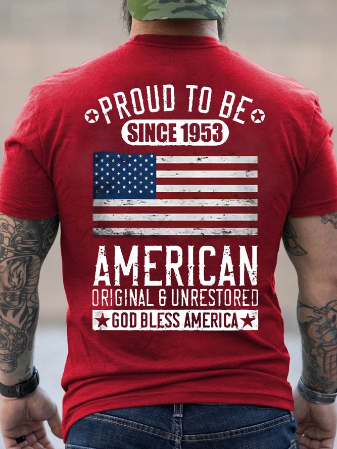 American Flag USA Born In 1953 Built In The 50s Men Casual T-Shirt