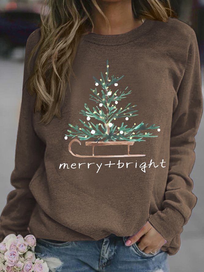 Women's Christmas Trees Graphic Print Casual Sweatshirt