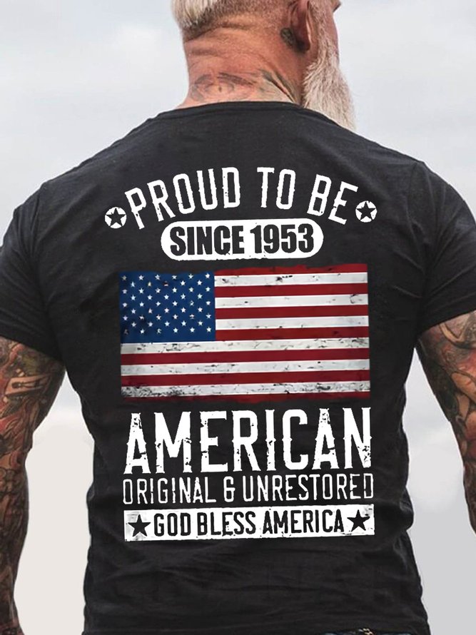 American Flag USA Born In 1953 Built In The 50s Men Casual T-Shirt
