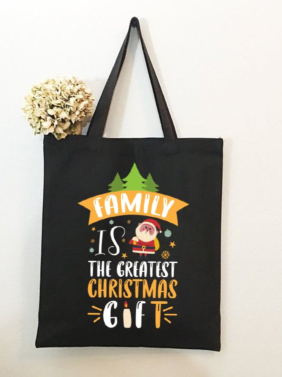 Family Is The Greatest Christmas Gift Graphic Shopping Tote