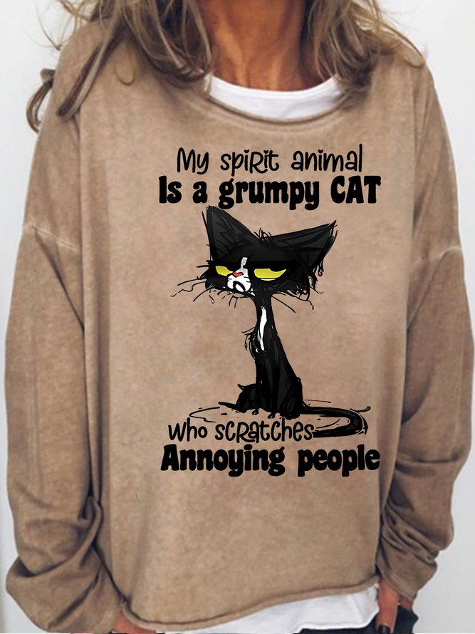 Womens Funny Black Cat Sweatshirt